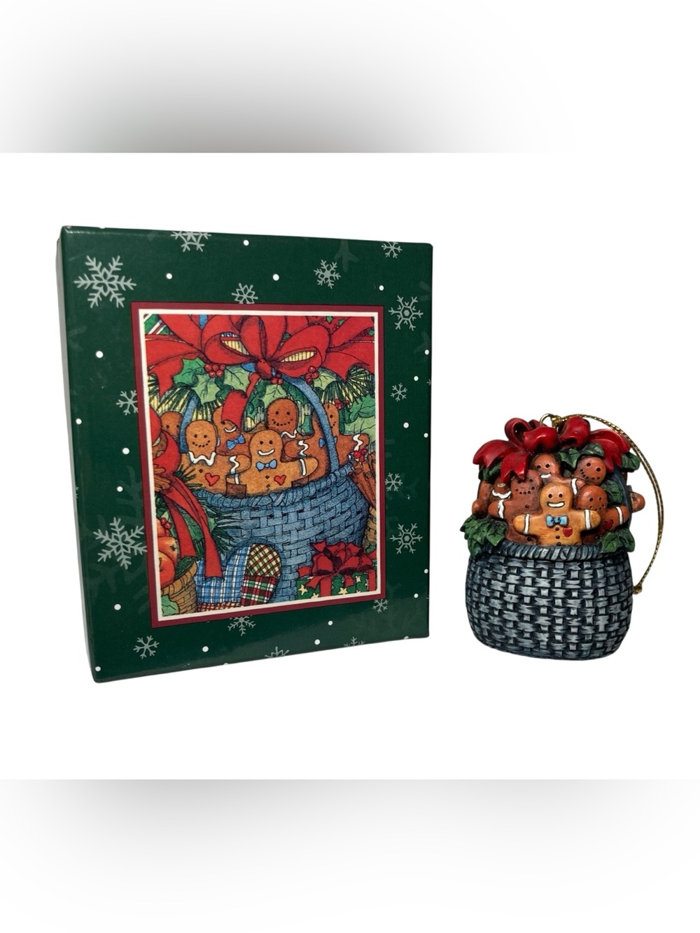 VTG Lang & Wise Ornaments Gingerbread Basket Box 1999 Susan Winget 85500217